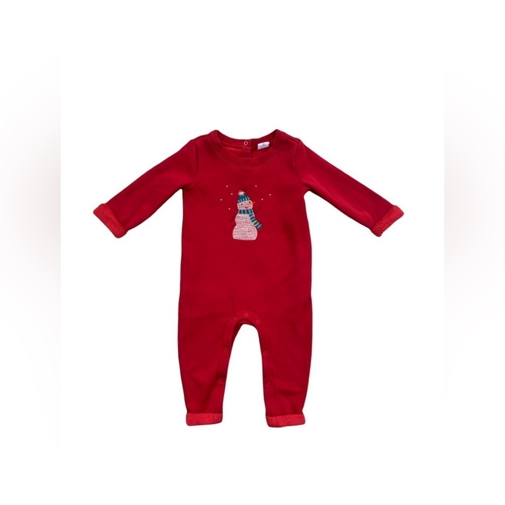 Gap Size 12-18 Months Embroidered Snowman Coverall Romper